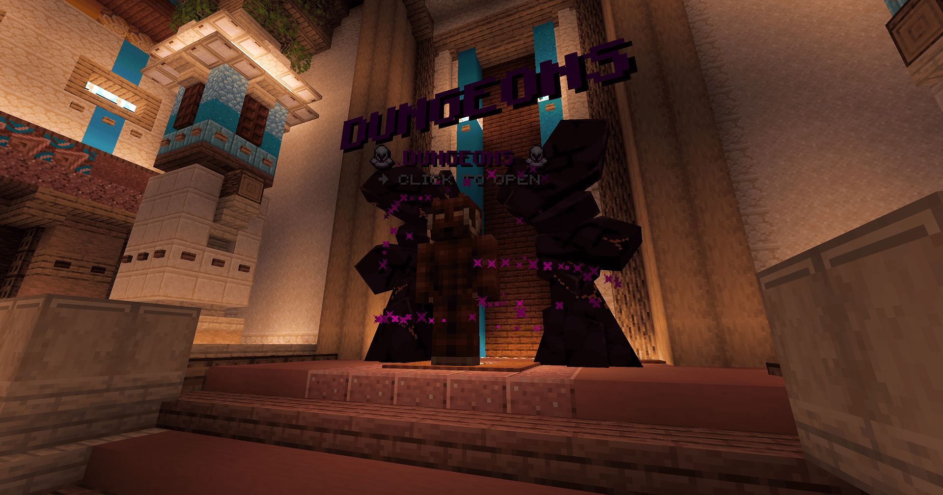 Farming realm fields and windmill area in NobleMC