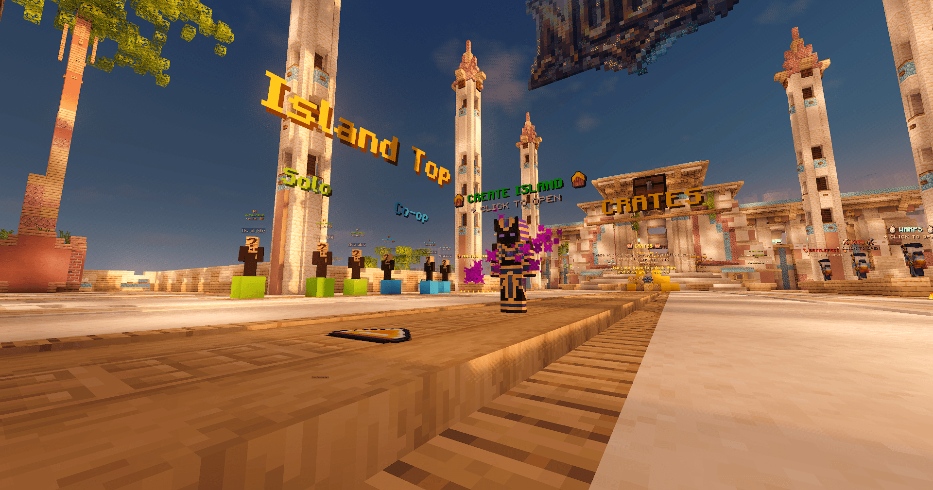 Island Top, solo and co-op starts, and island creation area in Noble